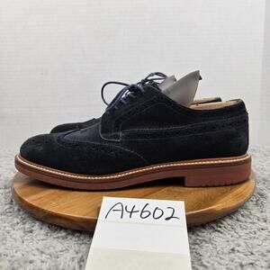 J.Crew Oar Stripe Shortwing Wingtip Derby Shoes Navy Blue Mens 10.5D WORN ONCE J.crew oar stripe italian - Gem main image 2